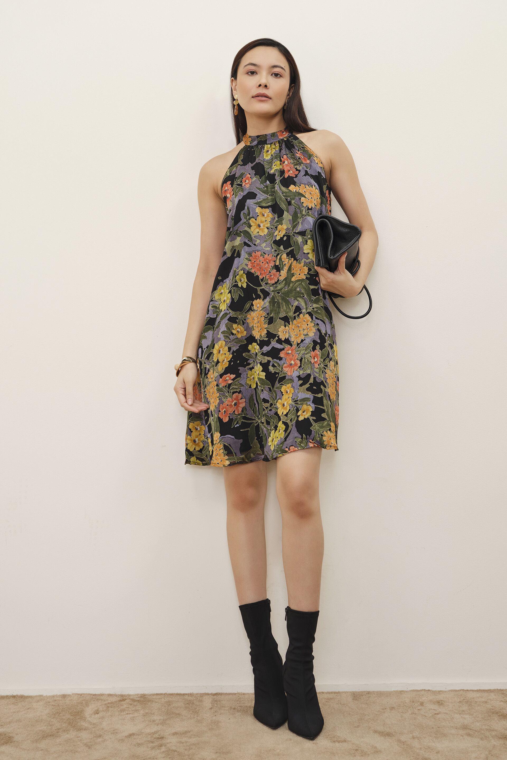 Lysette Printed Black Dress, Black, image 5